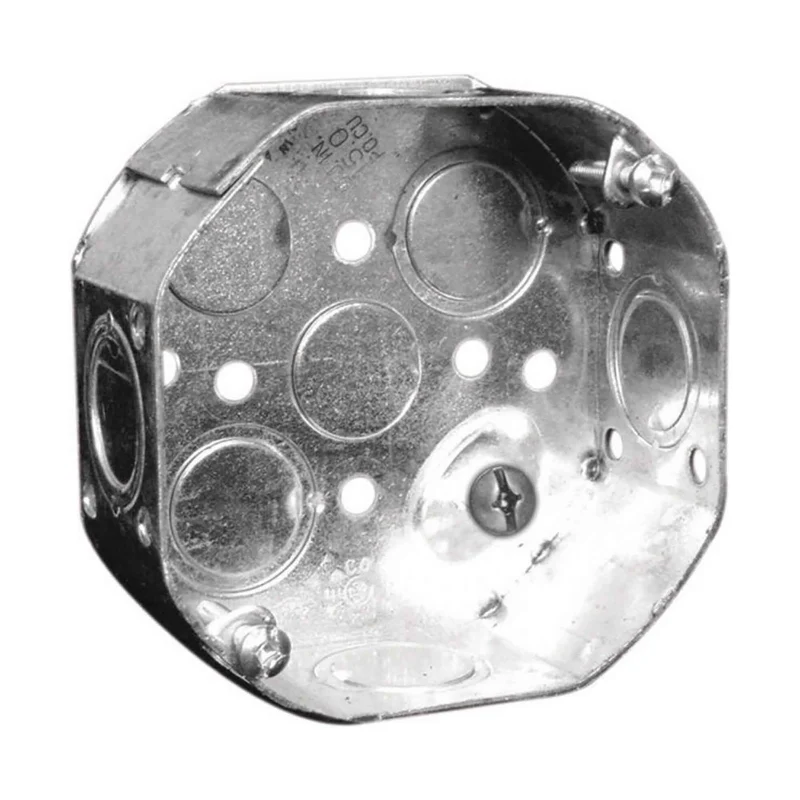 Boîte électrique octogonale de 4'' avec 8 débouchures concentriques, 1-1/2" de profondeur (15 po³)