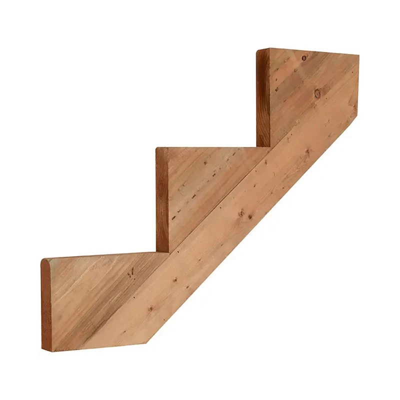 Limon d’escalier en bois traité brun, 3 marches (2'' x 12'')