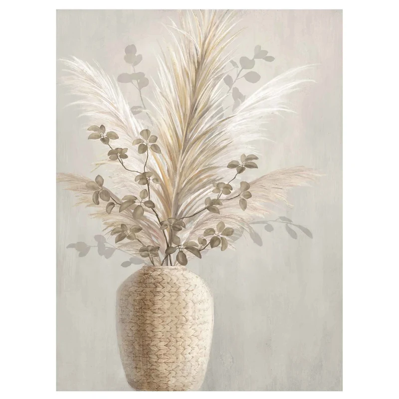 Canevas avec image d'un vase en pampa tissé, 21" x 27"