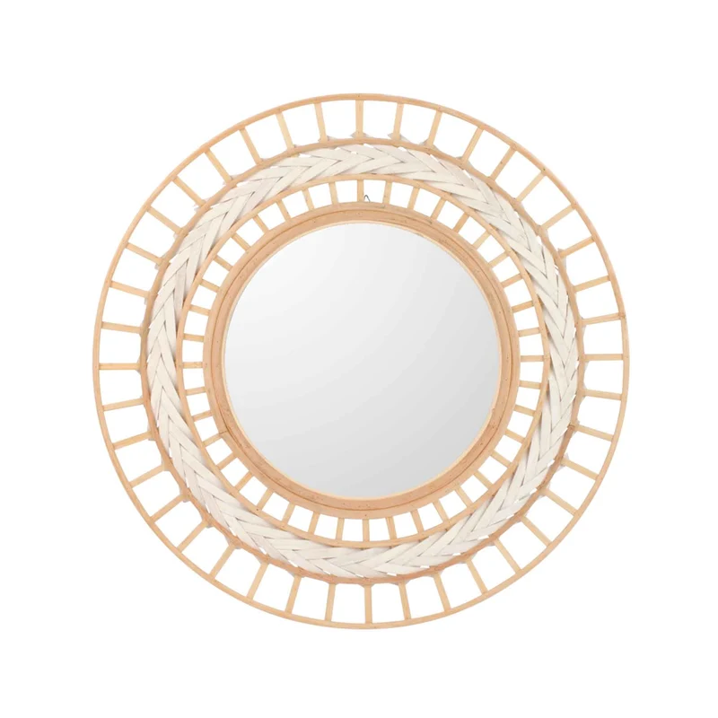 Miroir en bambou blanc et naturel, 18" x 3/4"