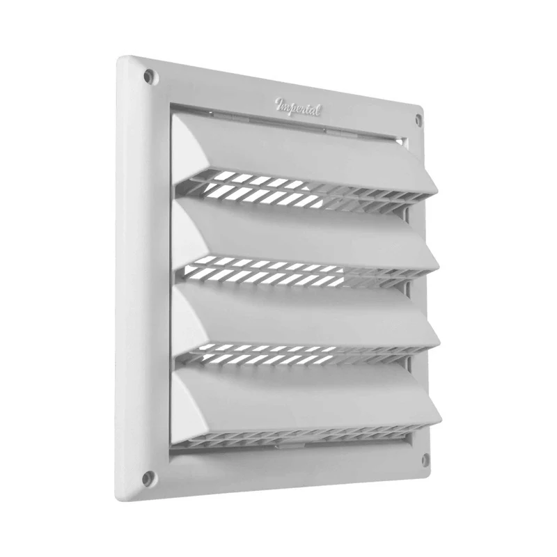 Capuchon d'entrée d'air avec grille en plastique blanc, 4"