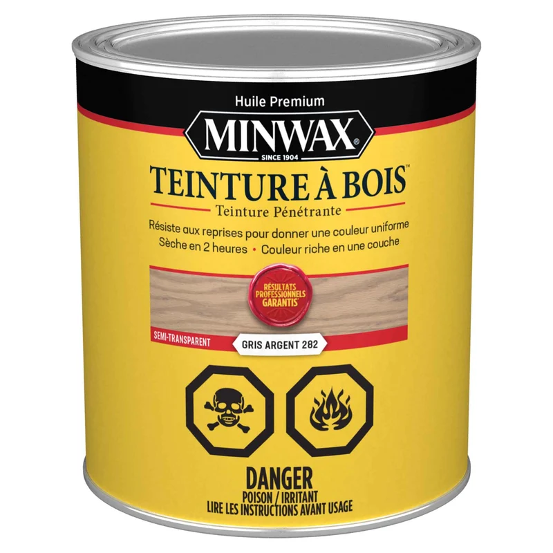 Teinture à bois semi-transparent gris argent, 946 ml