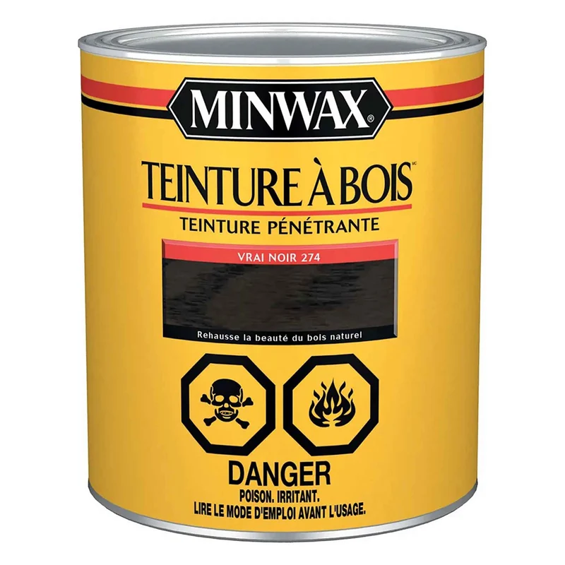 Teinture à bois semi-transparent vrai noir, 946 ml