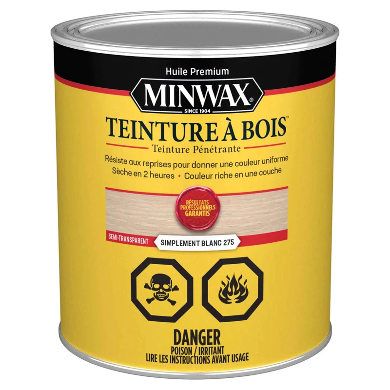 Teinture à bois semi-transparent simplement blanc, 946 ml