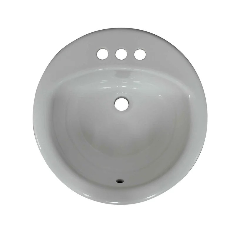Lavabo rond à encastré, 19" x 19" x 8"
