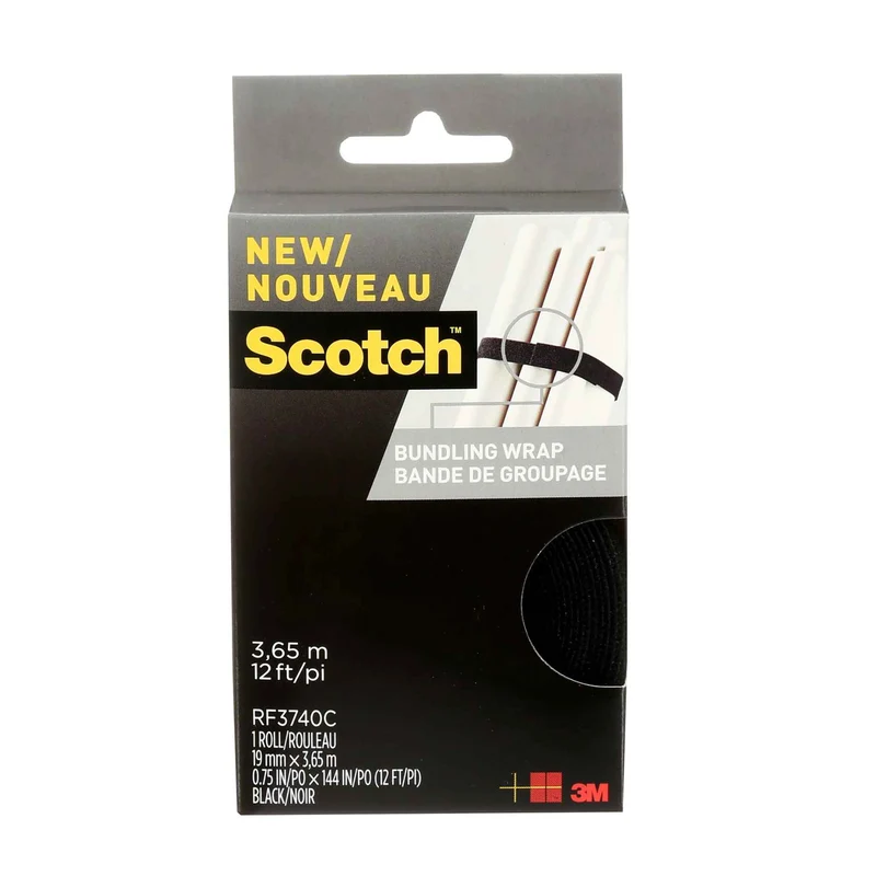 Attache de regroupement avec Velcro de 3/4" x 144'', noir