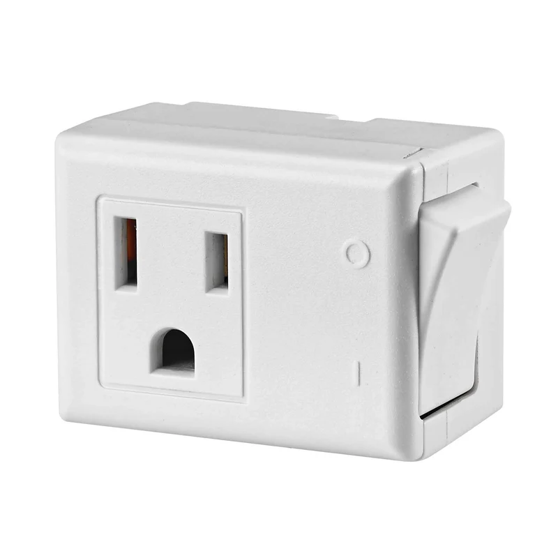 Interrupteur enfichable à Malt de 15 A avec interrupteur marche / arrêt, blanc