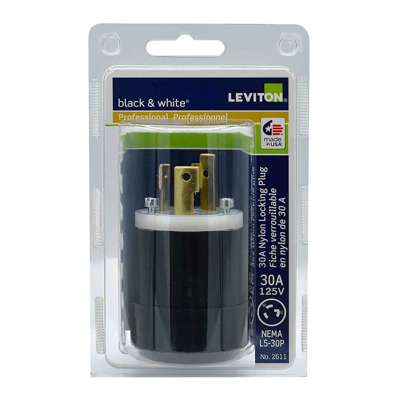 Prise verrouillable en nylon de 30 A / 125 V de qualité industrielle, noir et blanc