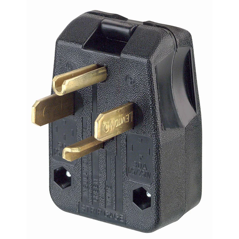 Fiche coudée double puissance de 30 - 50 A / 125 - 250 V à 3 pôles et à 4 fils, noir